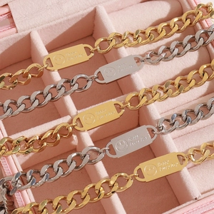 Cuban chain bracelet for men with smiley face and Happy Every Day engraving