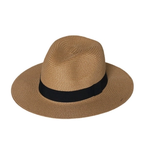 Wide Brim Paper Straw Fedora Hat Breathable Sun Protection Panama Summer Beach Jazz Cap With Black Ribbon For Men Women