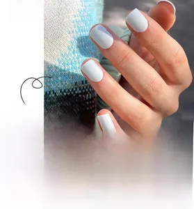 Detailed view of matte white square press-on nails with product code JP3167 on display