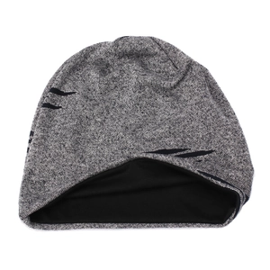 Winter thermal mixed grey knitted beanie hat with fleece lining and claw pattern design