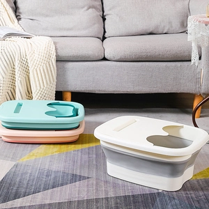 Collapsible foot soak basin made of PP and TPE, space-saving design for home massage use