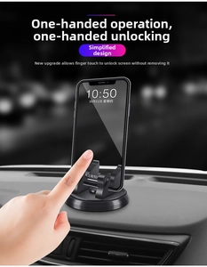 Car dashboard phone mount showing hands-free unlocking and stable dashboard clamp design