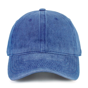 Classic washed cotton baseball cap in navy blue with vintage style and soft top