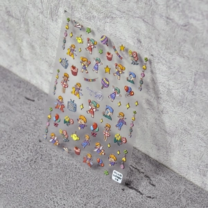 Stickers à ongles 5D en relief avec ballons colorés et personnages de dessins animés