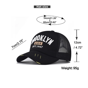 Detaillierte Größentabelle für Brooklyn Trucker Cap mit 3D-Stickerei und Netzrückseite