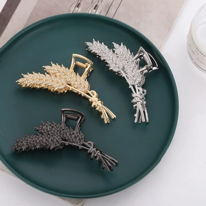 Wheat Ear Hair Claw Clip Alloy Rhinestone Elegant Large Shark Clip For Women Fashion Headpiece