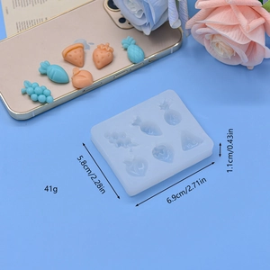 6-cavity fruit silicone mold for DIY crafts and cake decor with pineapple and strawberry