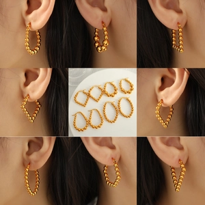 Elegant gold geometric beaded earrings set in various shapes for a minimalist chic style