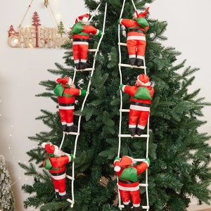 Statuine di Babbo Natale da 25 cm che salgono scale di corda su un albero di Natale
