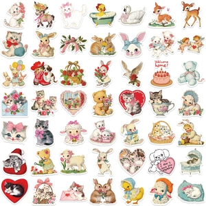 50 pieces of pink cartoon bear graffiti stickers for laptop and guitar decoration