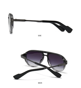 Detail view of double bridge aviator sunglasses showing the side and back metal hinges