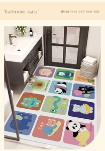 Modern absorbent non-slip bathroom mat with cute cartoon animal patterns for home decor
