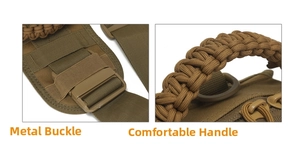 Detail of durable metal buckle and woven paracord handle on a tactical chest bag