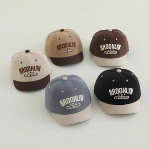 Kids corduroy baseball cap with Brooklyn embroidery in five assorted contrast colors