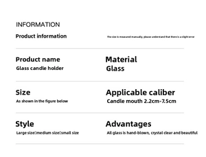 Detailed size specifications for small to large hand-blown green glass candle holders