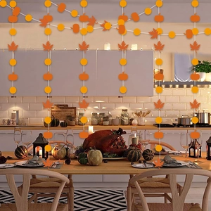Autumn maple leaf garland hanging decoration for Thanksgiving and fall party atmosphere