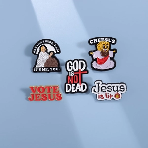 Funny Religious Parody Enamel Pin Zinc Alloy Cartoon Jesus Cheesus God Is Not Dead Badge For Clothes Hat Accessory Unisex Gift Jewelry
