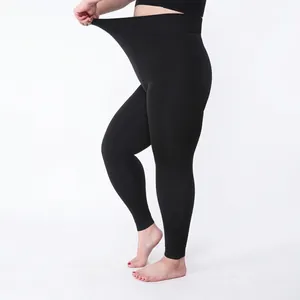 Leggings termici neri taglie forti a vita alta con elasticità estrema per donna
