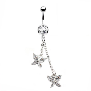 Piercing Nombril Alliage Strass Zirconium Cœur Nœud Papillon Papillon Pendentif Bijoux De Corps Pour Femmes
