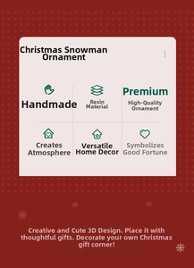 Detailed view of handmade resin Christmas snowman figurine with creative 3D design