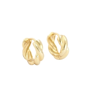 Elegant gold twisted rope hoop earrings in S925 sterling silver with a metallic finish
