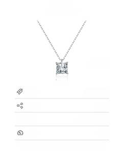 Detail specifications of square zircon 925 sterling silver necklace with size parameters