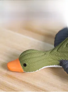 Detailed close-up of textured duck head toy showing the realistic finish and fine seams