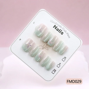 Handmade Press On Nails Cat Eye Butterfly Pattern Gradient Square Fake Nails ABS Plastic Elegant For Women