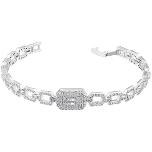 Luxury hip hop geometric square bracelet with sparkling zircons and silver finish