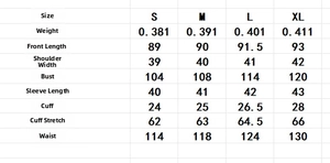 Tableau des tailles détaillé pour robe florale avec mesures pour tailles S, M, L et XL