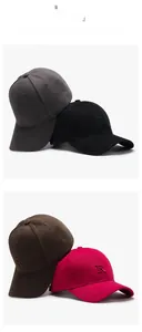 Multiple views of unisex baseball caps with R letter 3D embroidery in various colors