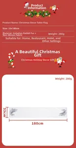 Détail du chemin de table de Noël en fausse fourrure blanche avec broderie de flocon d'argent