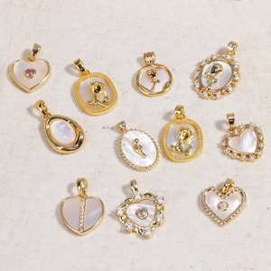 Vintage Stainless Steel Necklace With Mother Of Artificial Pearl Floral Pendant Elegant Heart And Oval Jewelry For Women