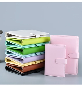 Detailed collection of pastel PU leather loose-leaf notebook covers in multiple colors