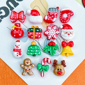 Set of 15 Christmas resin charms featuring Santa, reindeer, and snowman for DIY crafts