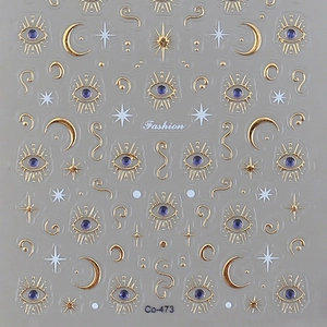 Stickers à ongles 3D dorés avec motifs de lune et d'étoiles pour décoration de manucure