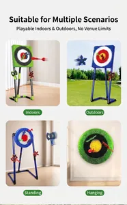 Kids target throwing game set with standing and wall-mounted modes for indoor and outdoor play