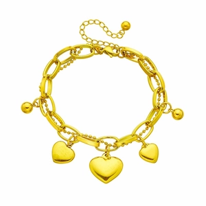 Vintage multilayer titanium steel gold heart chain bracelet with polished finish