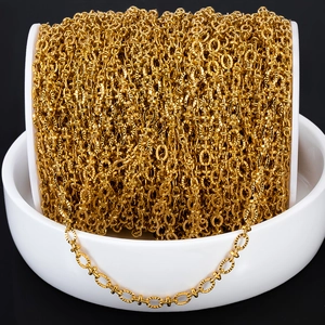 Golden embossed oval link chain roll for DIY handmade jewelry and accessory making