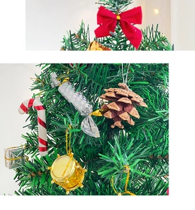 Detailed close-up of 50cm Christmas tree ornaments with red bows and pine cones