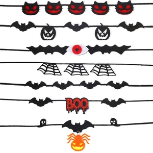 Halloween felt banner set with bats, ghosts and Boo letters for party wall decoration