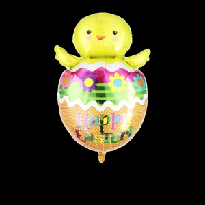 Colorful Easter chick foil balloon with Happy Easter text for party decoration