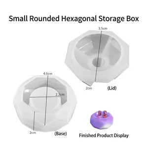 Detailed size specifications for hexagonal geometric silicone storage box mold