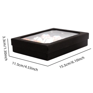Black rectangle display box for Halloween ghost rings with clear window and dimensions