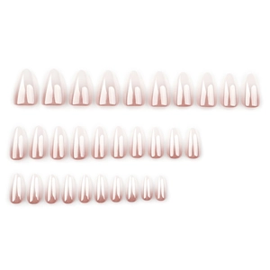 Set da 30 unghie finte a mandorla sfumate con finitura cromata metallica lucida