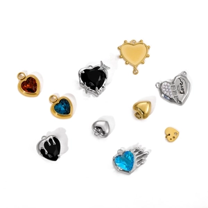 Heart Shape Pendants Stainless Steel DIY Jewelry Making Accessories With Zircon Crystal For Necklace Bracelet Fashion