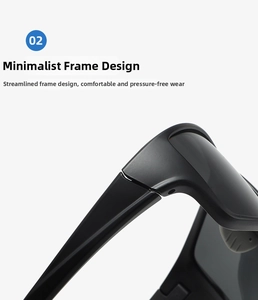 Macro shot of streamlined black sunglasses frame with detailed hinge and sleek finish