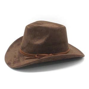 Chapeau fedora classique en daim marron foncé avec ruban tressé de style western