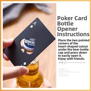 Ace of Spades stainless steel card bottle opener in use opening a beer bottle