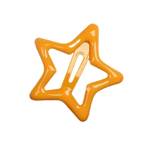 Vibrant orange star-shaped Y2K metal BB hair clip for girls with a glossy finish